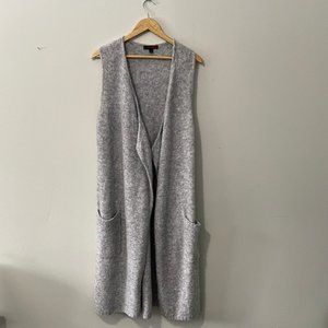 Grey Long Knit Vest with Pockets Size Medium
